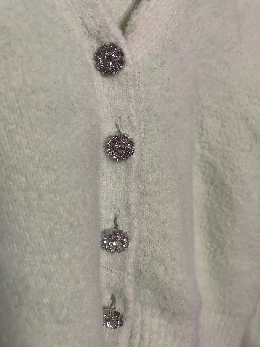 Zara Light Green V-Neck Button-Up Cardigan Sweater - Picture 2 of 4